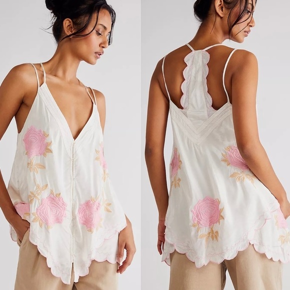 Free People Tops - Free People NWT XS Zayda Embroidered Tunic Ivory